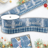 Nombre Spanish Feliz Navidad Elegante Azul Ripsband