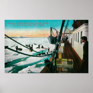 Nome, Alaska-Dampfer Corwin, das Fracht entlädt Poster