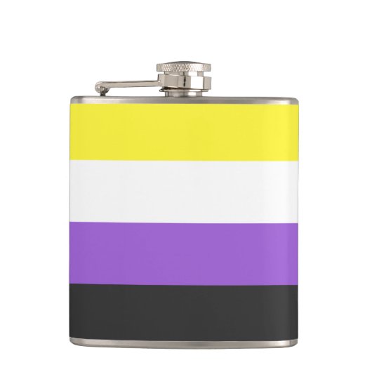 Non-Binäre Pride-Flagge Flachmann (Vorderseite)