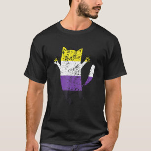 Non-Binäre Pride-Flagge Glückliche Katze Non-Binär T-Shirt