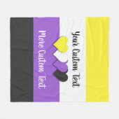 Non-binäre Pride-Flagge mit Herzen Fleecedecke (Vorderseite (Horizontal))