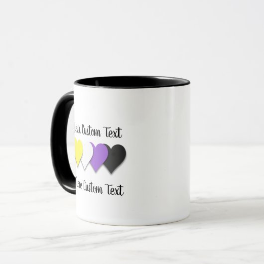 Non-binäre Pride-Herzen-Tasse Tasse (Vorderseite Links)