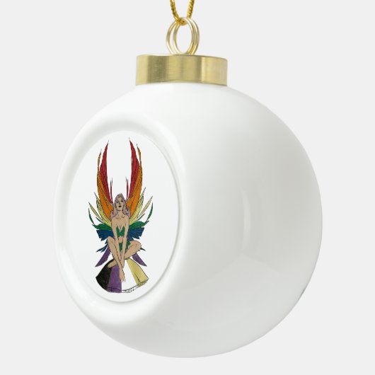 Non-binary Faerie Keramik Kugel-Ornament (Rechts)
