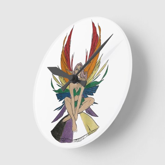 Non-binary Faerie Runde Wanduhr (Winkel)