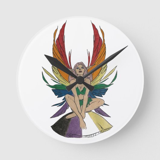 Non-binary Faerie Runde Wanduhr (Vorderseite)