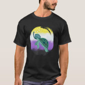 Non Binary Flag Turtle Sunglasses LGBT Nonbinary T-Shirt (Vorderseite)