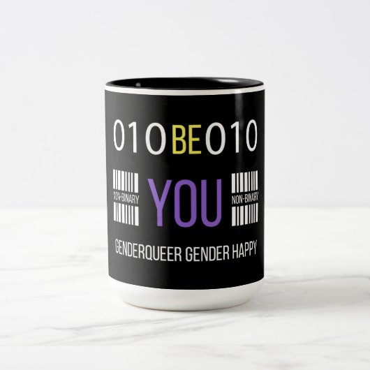 Non-Binary Genderqueer Happy Coffee Tasse (Mittel)