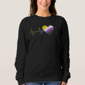 Non Binary Heartbeat Pride Month Nonbinary EKG P Sweatshirt (Vorderseite)