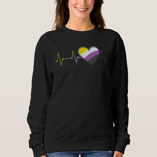 Non Binary Heartbeat Pride Month Nonbinary EKG P Sweatshirt (Vorderseite)