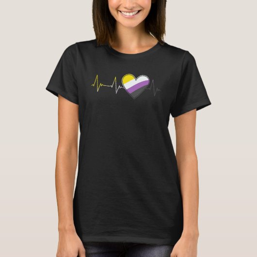 Non Binary Heartbeat Pride Month   Nonbinary EKG P T-Shirt (Vorderseite)