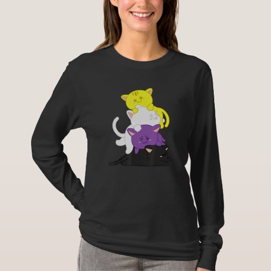 Non Binary  Non Binary Cat Lgbt Agender Supporter T-Shirt (Vorderseite)