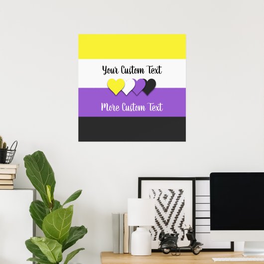 Non-binary pride flag with hearts poster (Heimbüro)