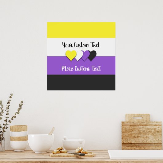 Non-binary pride flag with hearts poster (Küche)