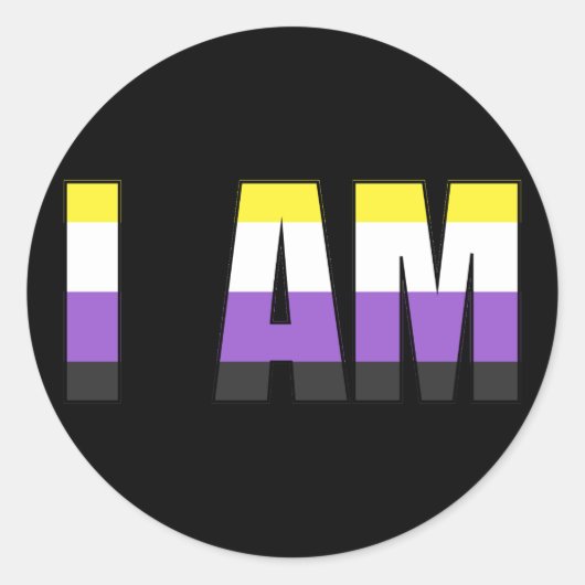 Non-Binary Pride I AM Classic Round Sticker (Vorderseite)
