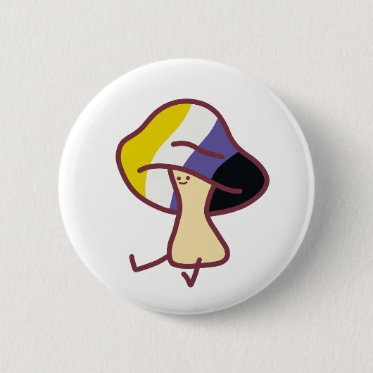 Non-Binary Pride Mushroom Pin  Button (Vorderseite)