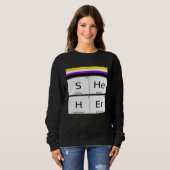 Non-Binary SHEHER Gender Pronouns Preference Ident Sweatshirt (Vorne ganz)