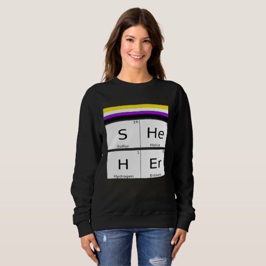 Non-Binary SHEHER Gender Pronouns Preference Ident Sweatshirt (Vorne ganz)