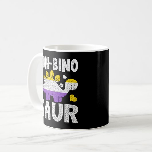 Non Bino Saur Dinosaurier Aagender, nicht binär Kaffeetasse (Vorderseite Links)