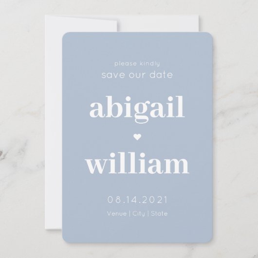 Non Foto Dusty Blue Modern Minimalistisch Save The Date (Vorderseite)
