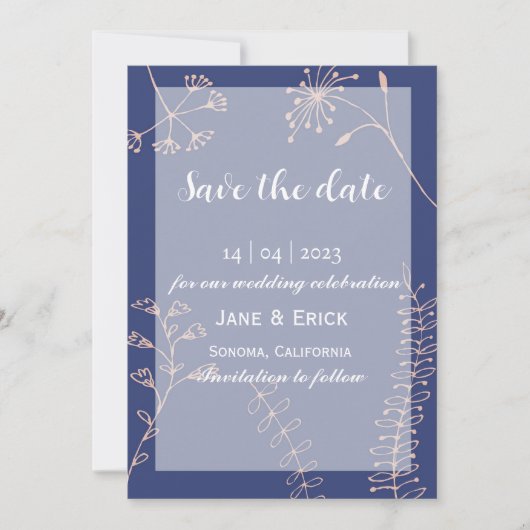 Non Foto Simple Blue Wild Blume Save The Date (Vorderseite)