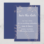 Non Foto Simple Blue Wild Blume Save The Date (Vorne/Hinten)