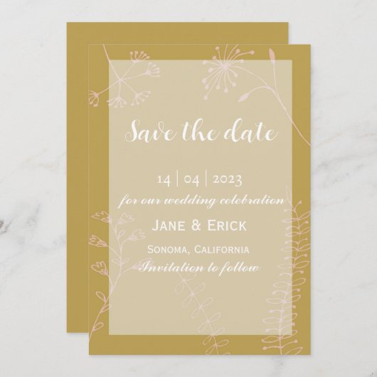 Non Foto Simple Savannah Green Wild Blume Save The Date (Vorne/Hinten)