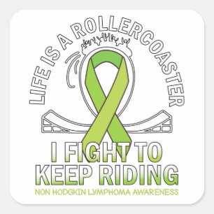 Non hodgkin lymphoma cancer awareness lime ribbon quadratischer aufkleber