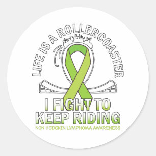 Non hodgkin lymphoma cancer awareness lime ribbon runder aufkleber