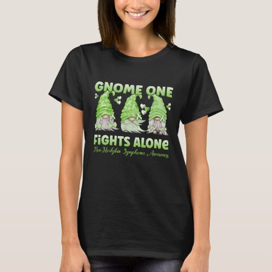 Non Hodgkin Lymphoma Cancer Lime Ribbon Gnome T-Shirt (Vorderseite)