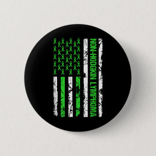 Non Hodgkin Lymphoma Flag Linse Green Ribbon Button