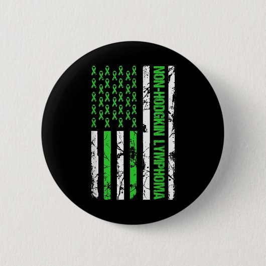 Non Hodgkin Lymphoma Flag Linse Green Ribbon Button (Vorderseite)