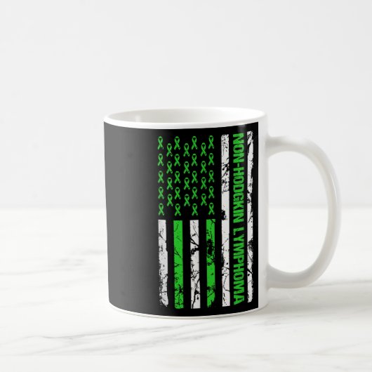 Non Hodgkin Lymphoma Flag Linse Green Ribbon Kaffeetasse (Rechts)