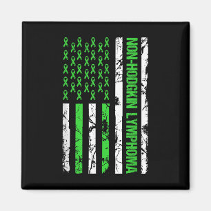 Non Hodgkin Lymphoma Flag Linse Green Ribbon Magnet