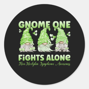 Non-Hodgkin Lymphooma Cancer Lime Ribbon Gnome Runder Aufkleber
