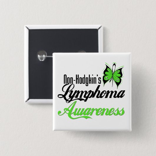 Non-Hodgkins Lymphom Awareness Butterfly Button (Vorne & Hinten)