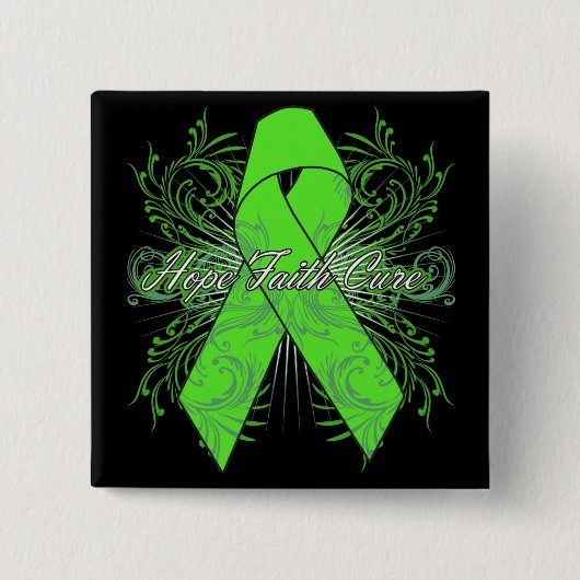 Non-Hodgkins Lymphom Blüh Hope Faith Cure Button (Vorderseite)