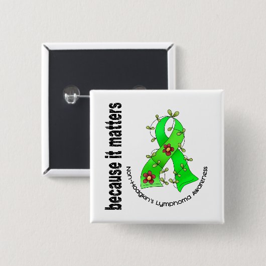 Non-Hodgkins Lymphom-Blumen-Band 3 Button (Vorne & Hinten)