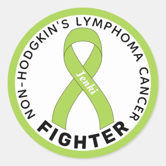 Non-Hodgkin's Lymphom Krebs Kämpfer Ribbon weiß Runder Aufkleber (Vorderseite)