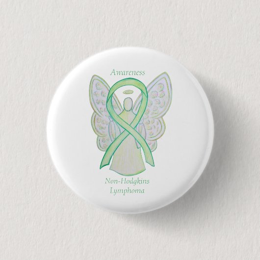 Non-Hodgkins Lymphoma Angel Lime Green Ribbon Butt Button (Vorderseite)