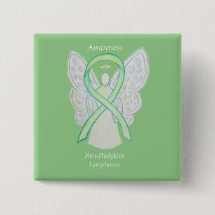Non-Hodgkins Lymphoma Angel Lime Green Ribbon Butt Button