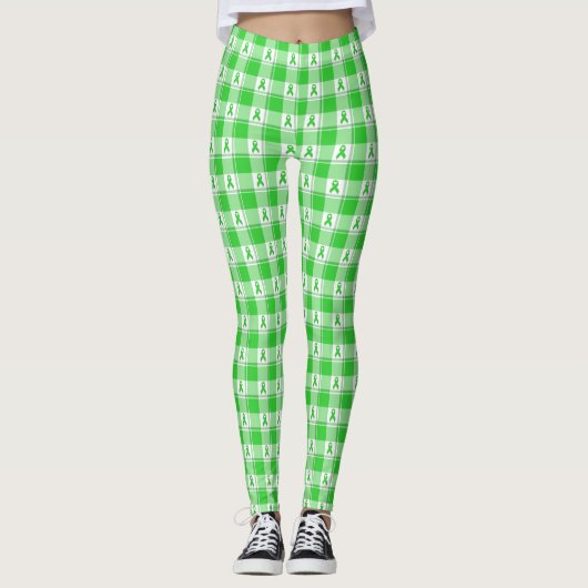 Non-Hodgkin's Lymphoma Awareness Plaid Green Leggings (Vorderseite)