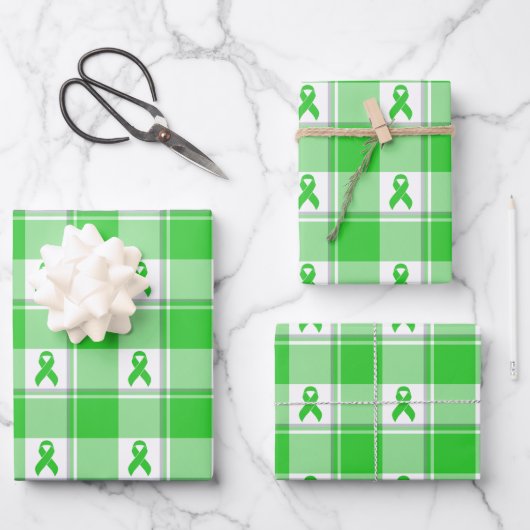 Non-Hodgkin's Lymphoma Awareness Plaid Lime Green Geschenkpapier Set (Vorderseite)