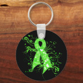 Non-Hodgkins Lymphoma Floral Wirbel Ribbon Schlüsselanhänger (Vorderseite)
