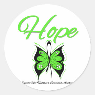 Non Hodgkins Lymphoma Hope Butterfly Ribbon Runder Aufkleber