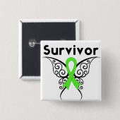Non-Hodgkins Lymphoma Survivor Tribal Butterfly Button (Vorne & Hinten)