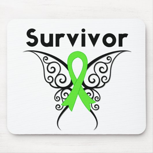 Non-Hodgkins Lymphoma Survivor Tribal Butterfly Mousepad (Vorne)