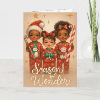 Non Photo Christmas Card Children Vintage Style Feiertagskarte