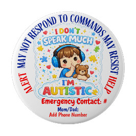 Non-verbal-Autismus-Warnanhänger Button