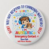 Non-verbal-Autismus-Warnanhänger  Button (Vorderseite)