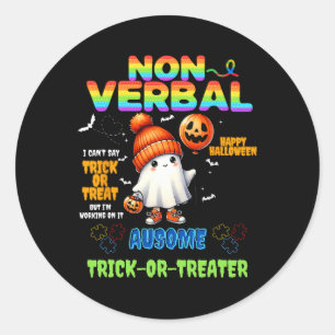 Non-verbyl Ausome Trick-or-Treater Halloween Autis Runder Aufkleber